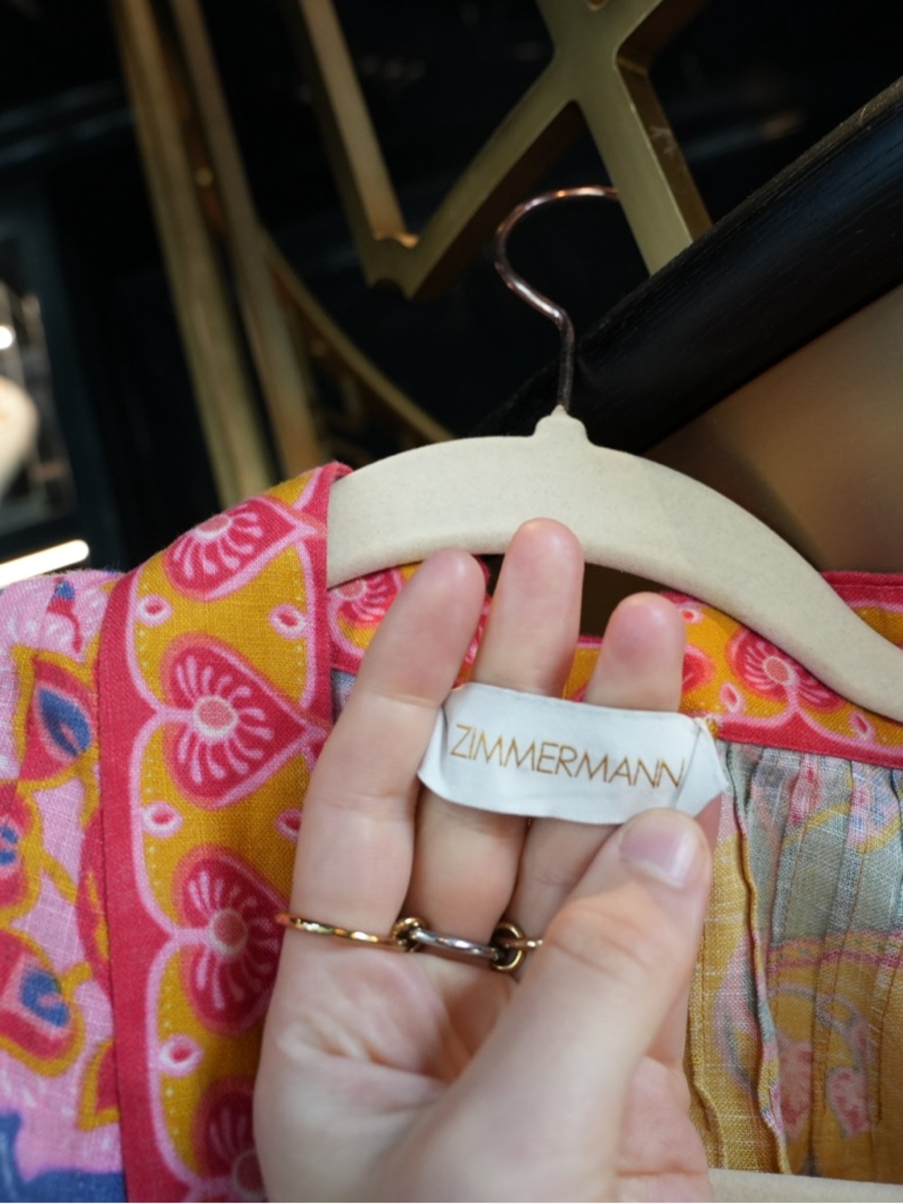Zimmerman Mustard Floral Wrap Dress with Pink Trim - Picture 4 of 4